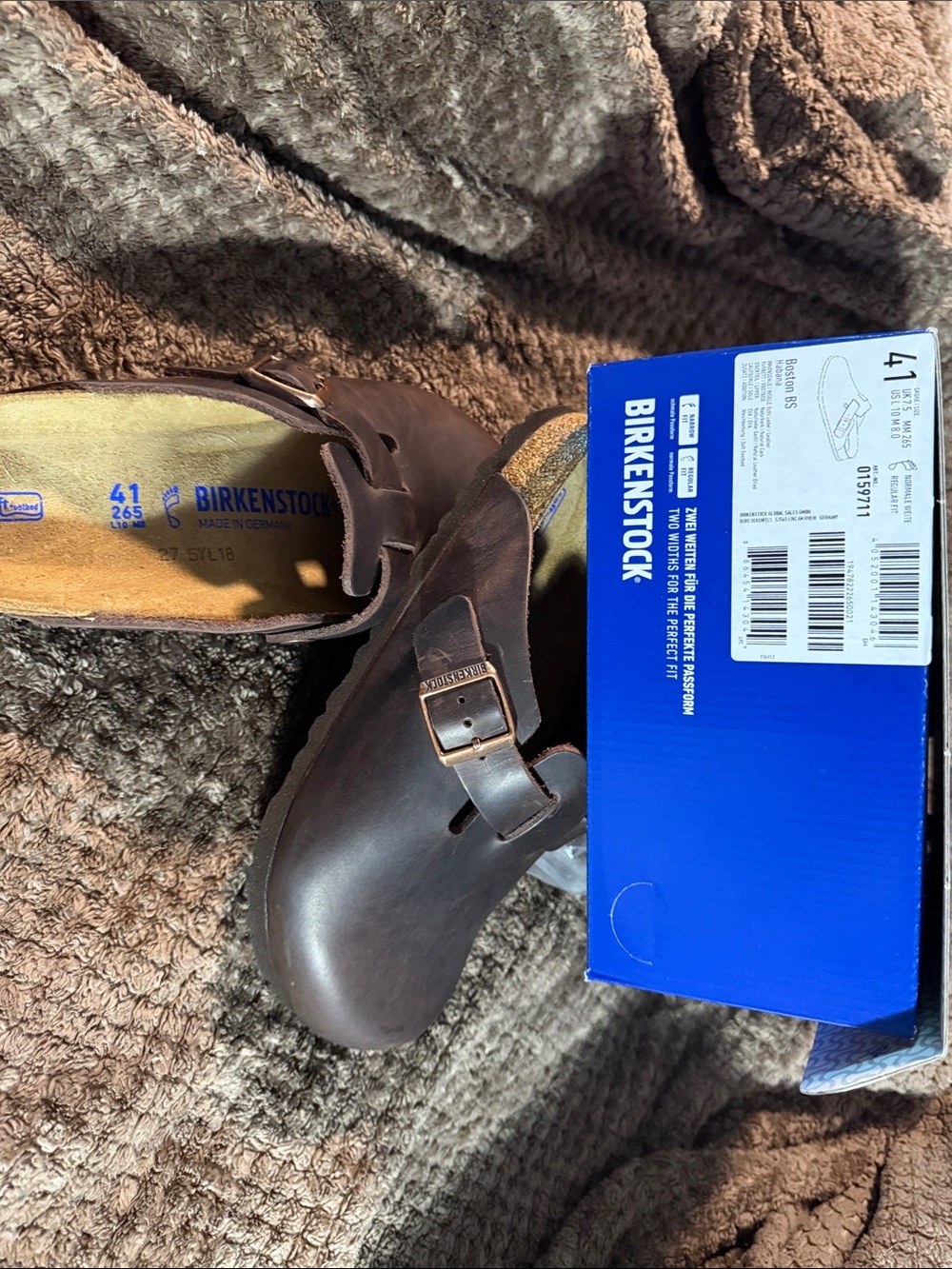 Birkenstock Dark Brown Leather Boston Clog with Buckle. L 10/ M 8.0